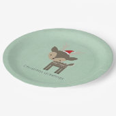 Weihnachtshirsche in einem Retro-Hipster der roten Pappteller (Schrägansicht)