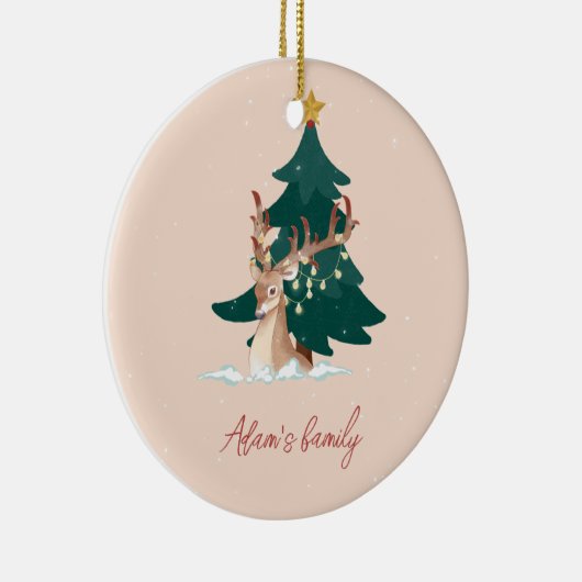 Weihnachtshirsche Keramik Ornament (Rechts)