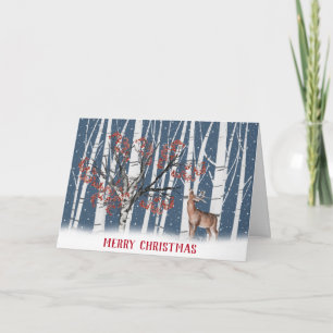 Weihnachtshirsche mit Berry Tree Card Karte
