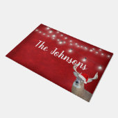 Weihnachtshirsche mit Licht und Namen Fußmatte (Schrägansicht)