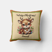 Weihnachtshirsche mit Namenspatzen Kissen (Rückseite)