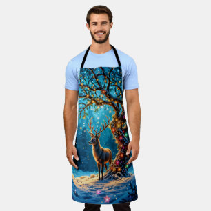 Weihnachtshirsche schneebedeckter Glitzer Glühen Schürze
