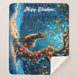Weihnachtshirsche schneebedeckter Glitzer Glühen Sherpadecke