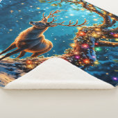 Weihnachtshirsche schneebedeckter Glitzer Glühen Sherpadecke (3/4)