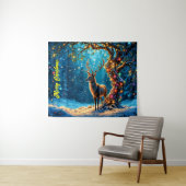 Weihnachtshirsche schneebedeckter Glitzer Glühen Wandteppich (Beispiel (Horizontal))