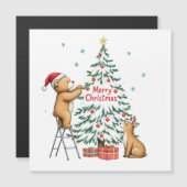 Weihnachtshirsche und Bär Magnetkarte (Vorne/Hinten)