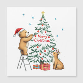 Weihnachtshirsche und Bär Magnetkarte