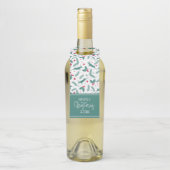 Weihnachtshirsche und heilige Muster frohe Weihnac Flaschenanhänger (Auf Flasche)