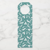 Weihnachtshirsche und heilige Muster frohe Weihnac Flaschenanhänger (Rückseite)