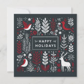 Weihnachtshirsche und -robinen feiertagskarte (Vorderseite)