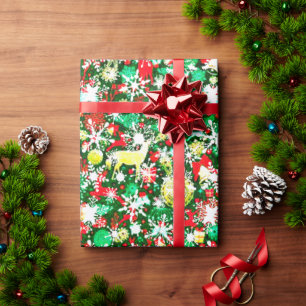 Weihnachtshirsche und Schnee-Wrap-Papier Geschenkpapier