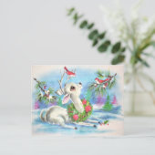 Weihnachtshirsche und Vögel Feiertagspostkarte (Stehend Vorderseite)