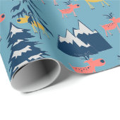Weihnachtshirsche, Weihnachtsbäume, Berge Geschenkpapier (Rolleneckpunkt)