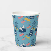 Weihnachtshirsche, Weihnachtsbäume, Berge Pappbecher (Rückseite)