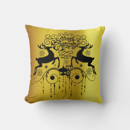 Weihnachtshirschen, schwarze Silhouetten, Kissen