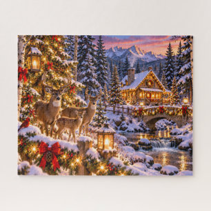 Weihnachtshirschhütte Puzzle