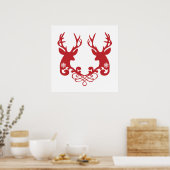 Weihnachtshirschköpfe mit Ziern Poster (Küche)
