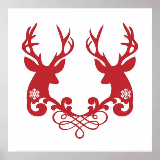 Weihnachtshirschköpfe mit Ziern Poster (Vorne)