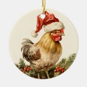 Weihnachtshirse fügt Text Aquarell hinzu Keramik Ornament (Vorne)