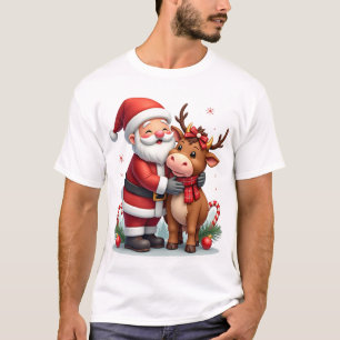 Weihnachtshochlandkuh mit Santa Schottland Vintage T-Shirt