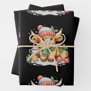 Weihnachtshochlandkuh Süße Färse Mooey Weihnachtsm Geschenkpapier Set