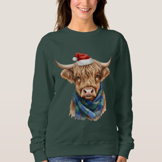 Weihnachtshochlandkuh Sweatshirt (Vorderseite)