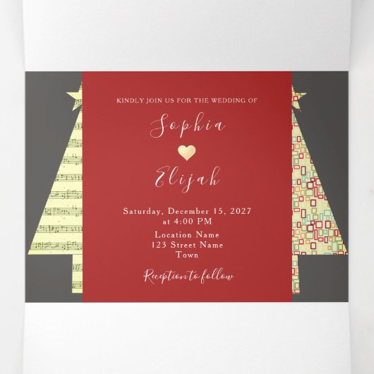 Weihnachtshochzeit - Dreifaltigkeitseinladung Dreifach Gefaltete Einladung (Innenseite Mitte)