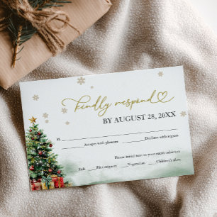 Weihnachtshochzeit-Rückantwort mit Essensauswahl RSVP Karte
