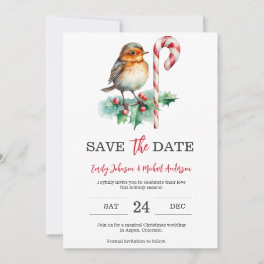Weihnachtshochzeit Save The Date (Vorderseite)