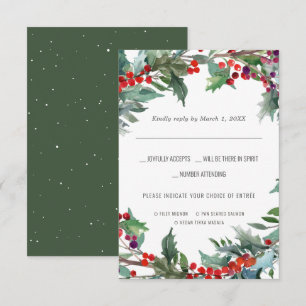 Weihnachtshochzeit   Wasserfarbe RSVP mit Essensau Karte