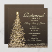 Weihnachtshochzeits-Proben-Abendessen-Gold Einladung (Vorne/Hinten)