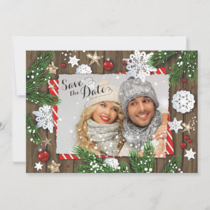 Weihnachtshochzeitsfoto Save the Date