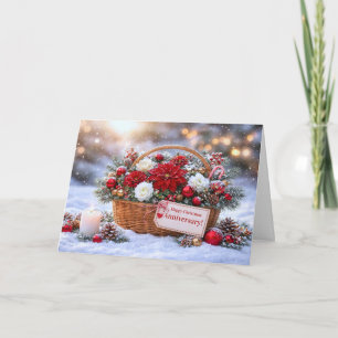 Weihnachtshochzeitsjubiläum Hübscher Blumenstrauß Karte