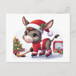 Weihnachtshockey-Donkey Postkarte