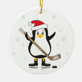 Weihnachtshockey Penguin Keramikornament