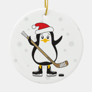 Weihnachtshockey Penguin Keramikornament