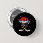 Weihnachtshockey Xmas Weihnachtssport Hat Ball Kin Button (Vorne & Hinten)