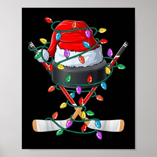 Weihnachtshockey Xmas Weihnachtssport Hat Ball Kin Poster (Vorne)