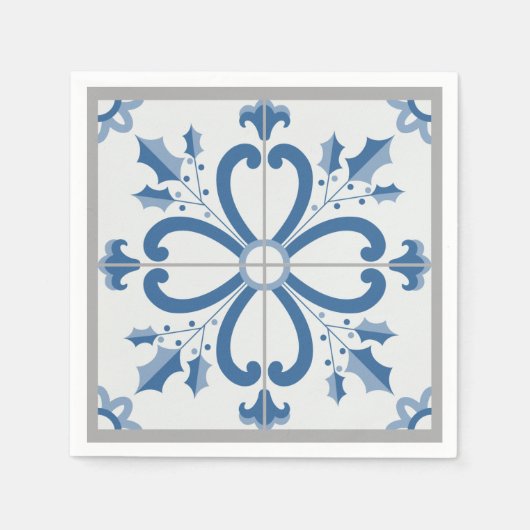 Weihnachtsholz und Blume Blütenblätter Serviette (Vorderseite)