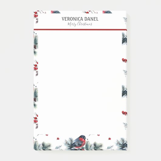 Weihnachtsholz- und Stiermuster Post-it Klebezettel (Vorderseite)