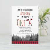 Weihnachtsholzfäller-Geburtstags-Waldeinladung Einladung (Stehend Vorderseite)