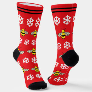 WeihnachtsHonigbienen und Schneeflocken Niedlich Socken