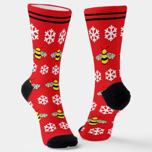 WeihnachtsHonigbienen und Schneeflocken Niedlich Socken (Gewinkelt)