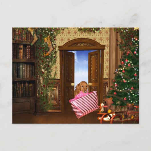 Weihnachtshoppinghund Feiertagspostkarte (Vorderseite)