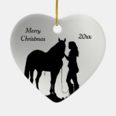 Weihnachtshorn-Girl-Silhouette Keramik Ornament (Hinten)