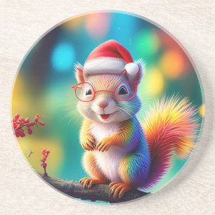 Weihnachtshörnchen als Weihnachtsmann-56765 Getränkeuntersetzer