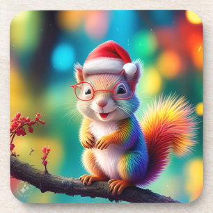 Weihnachtshörnchen als Weihnachtsmann-56765 Getränkeuntersetzer