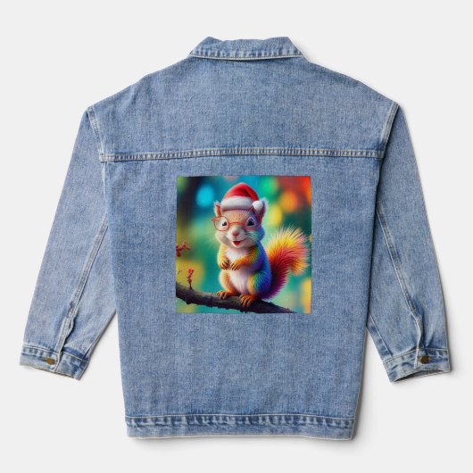 Weihnachtshörnchen als Weihnachtsmann-56765 Jeansjacke (Rückseite)