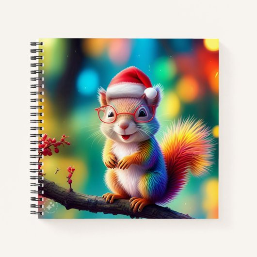 Weihnachtshörnchen als Weihnachtsmann-56765 Notizblock (Vorderseite)
