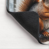 Weihnachtshörnchen auf dem Zweig des Schneebaumes Mousepad (Ecke)